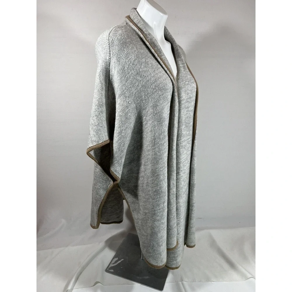 Freeway Boho‎ Shawl Womens One Size Gray Brown Contrast Trim Casual